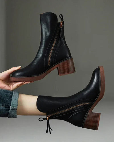 Maren | Women's Faux Leather Side Zip Ankle Boots