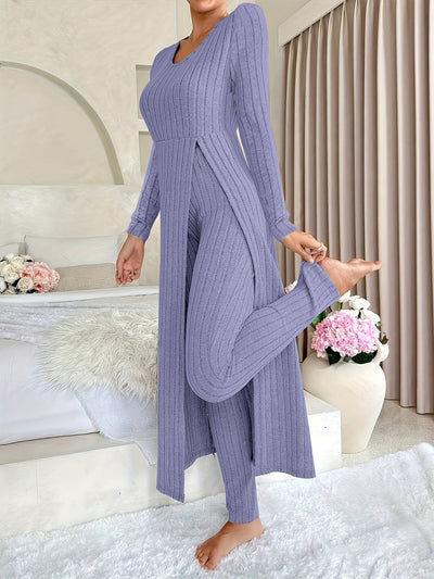 Verity | Women's Ribbed Split Hem Lounge Set