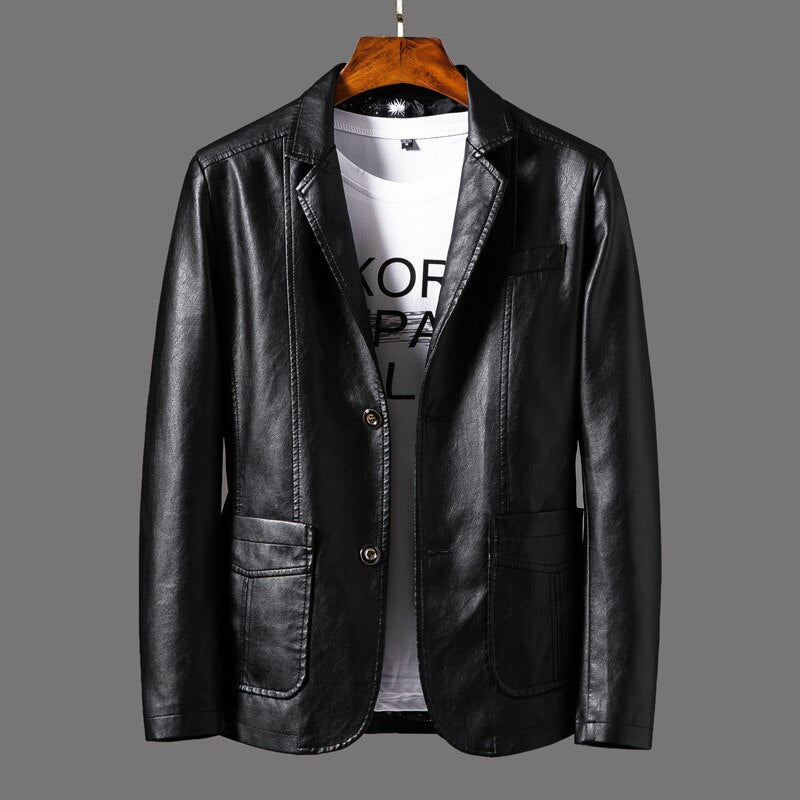 Abel | Men's Faux Leather Two-Button Jacket