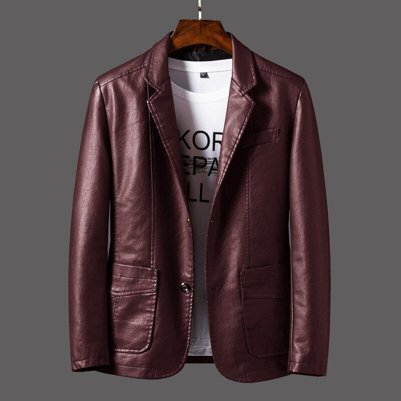 Abel | Men's Faux Leather Two-Button Jacket
