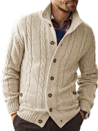 Alfred | Men's Cable Knit Stand Collar Cardigan