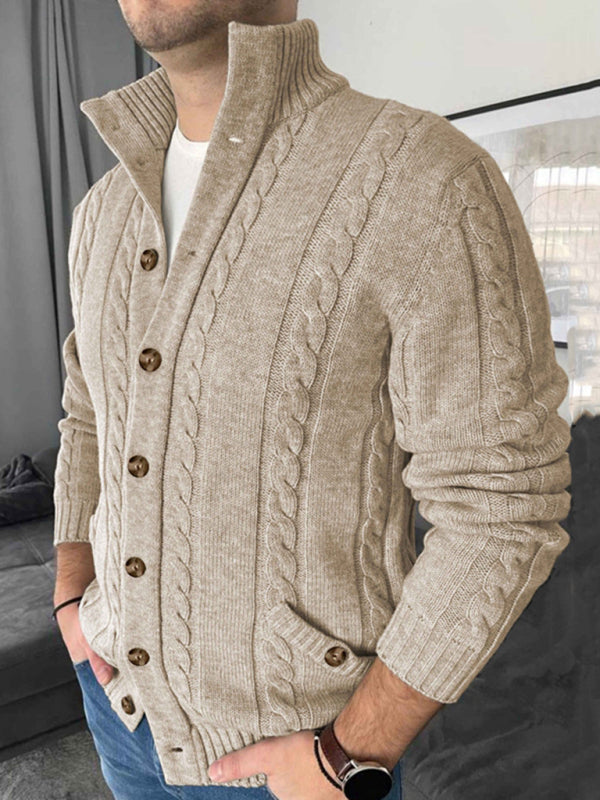 Alfred | Men's Cable Knit Stand Collar Cardigan