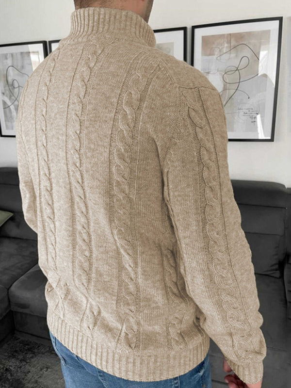 Alfred | Men's Cable Knit Stand Collar Cardigan