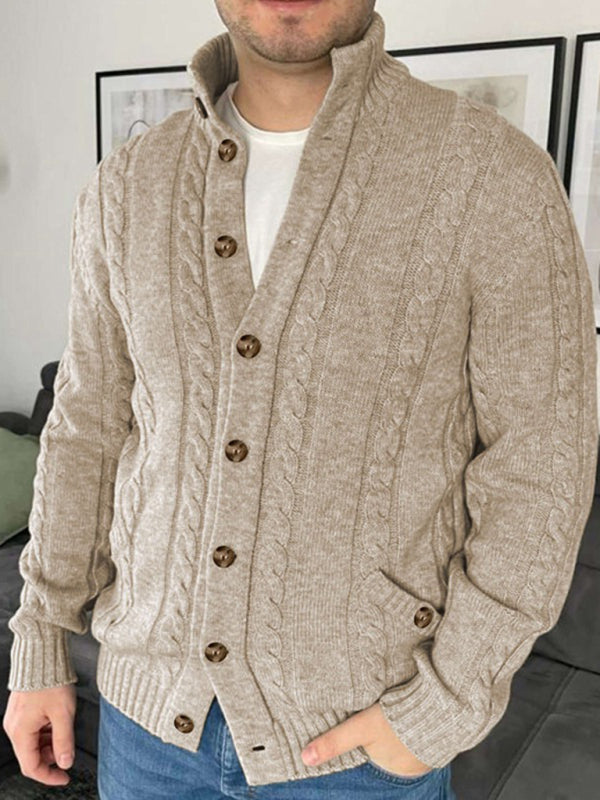 Alfred | Men's Cable Knit Stand Collar Cardigan