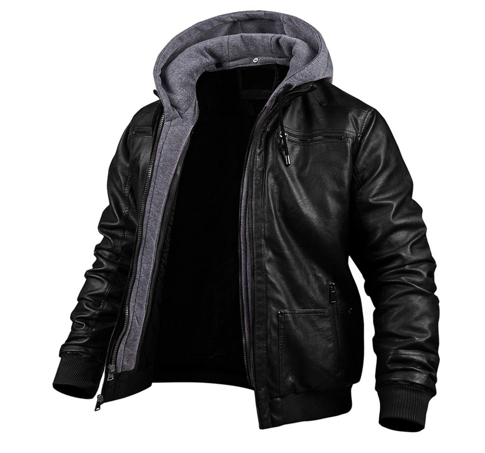 Anders | Men's Hooded Padded Leather Jacket