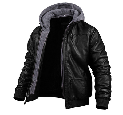 Anders | Men's Hooded Padded Leather Jacket