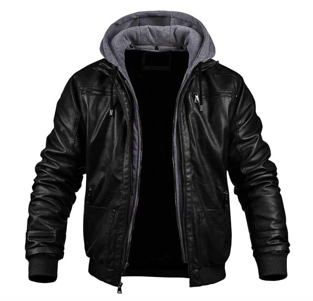 Anders | Men's Hooded Padded Leather Jacket