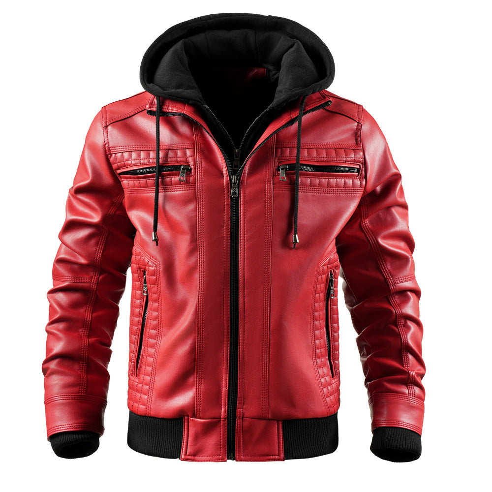 Anders | Men's Hooded Padded Leather Jacket