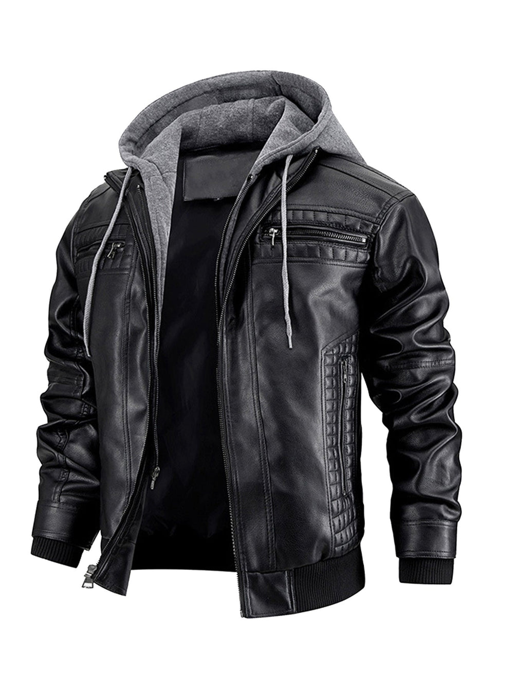Anders | Men's Hooded Padded Leather Jacket