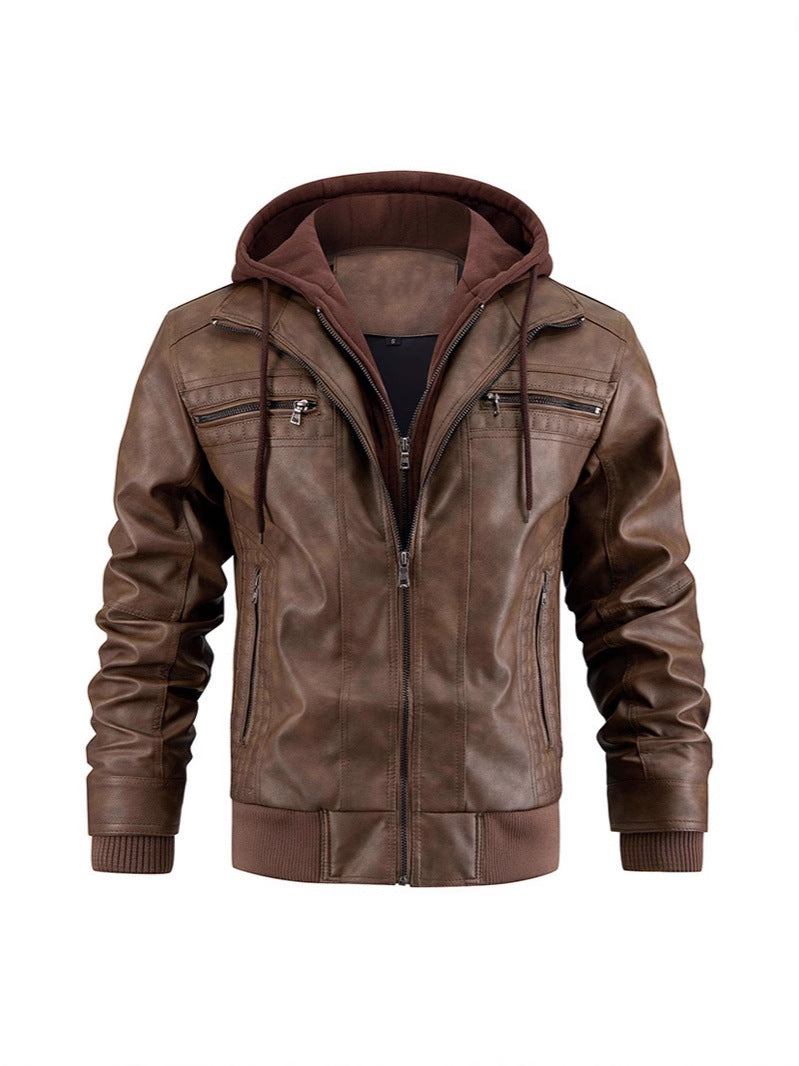 Anders | Men's Hooded Padded Leather Jacket