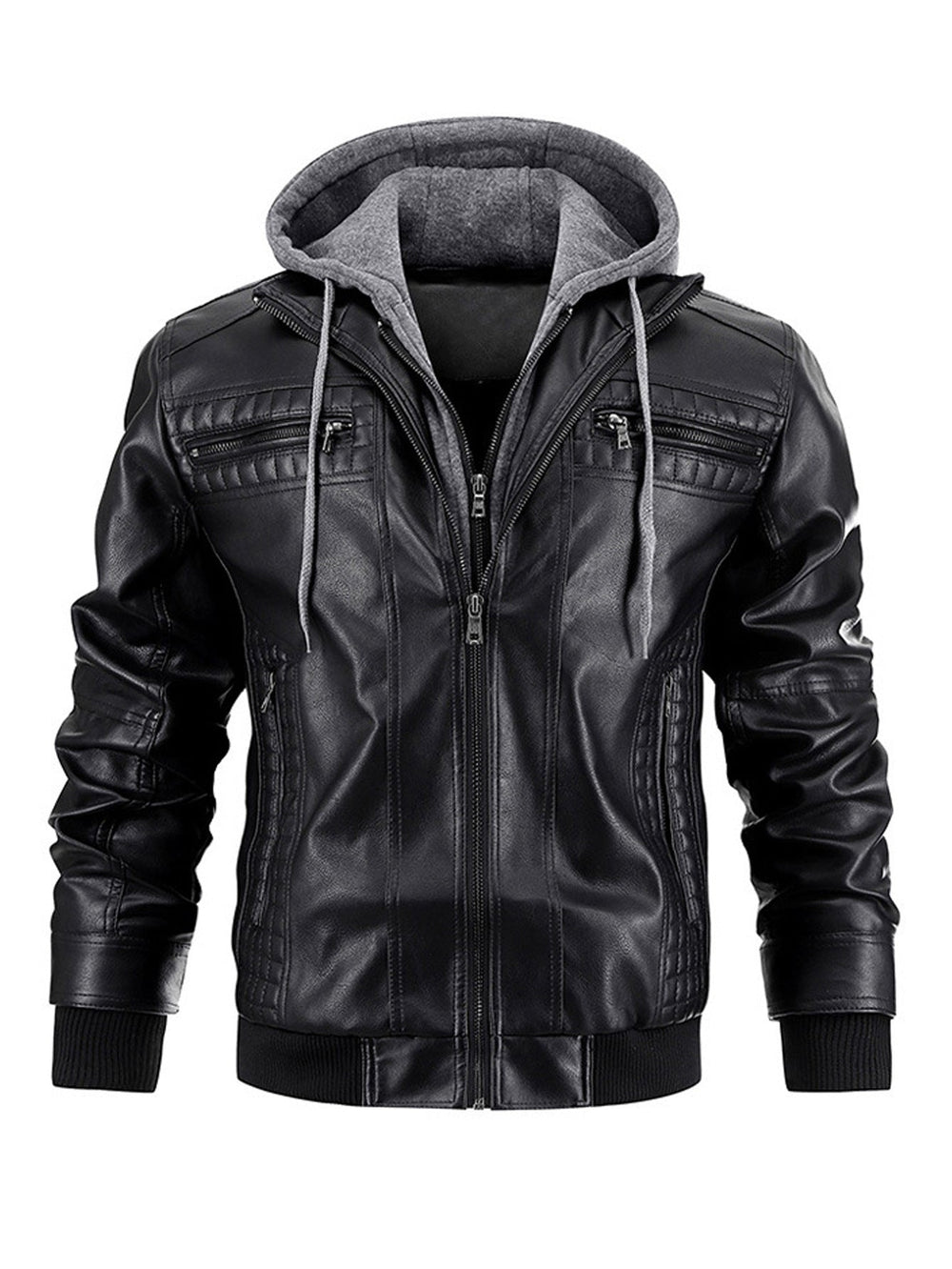 Anders | Men's Hooded Padded Leather Jacket