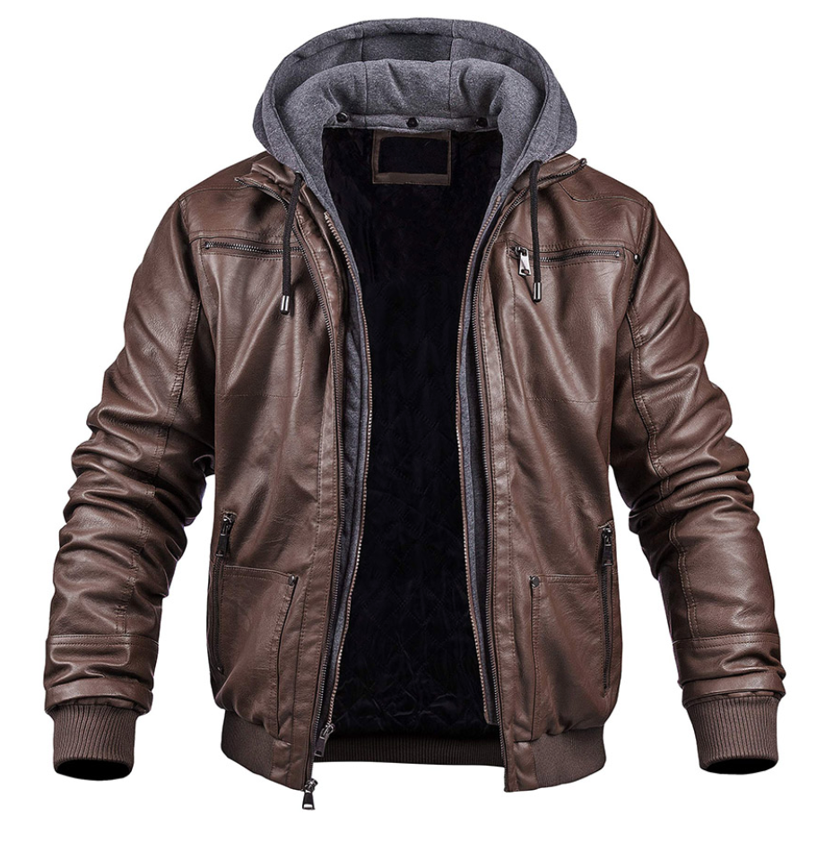 Anders | Men's Hooded Padded Leather Jacket