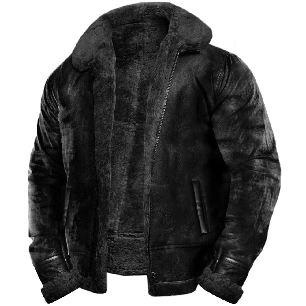 Arthur | Men's Faux Leather Sherpa Bomber Jacket