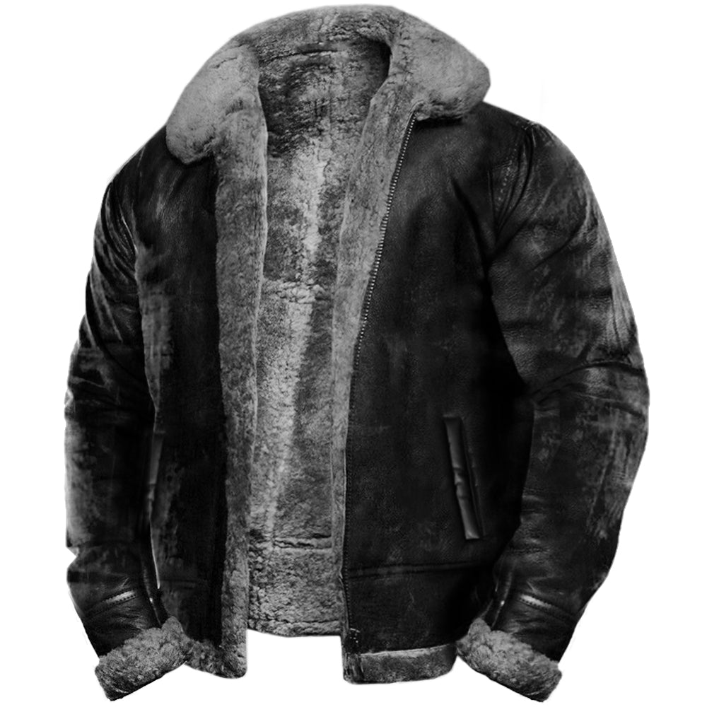 Arthur | Men's Faux Leather Sherpa Bomber Jacket