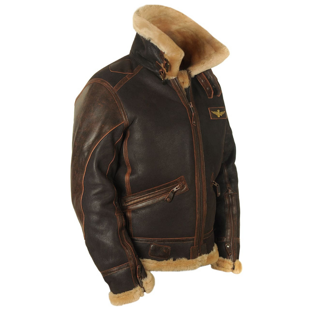 Asher | Men's Leather Aviator Bomber Jacket