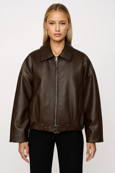 Astrid | Women's Cropped Faux Leather Jacket