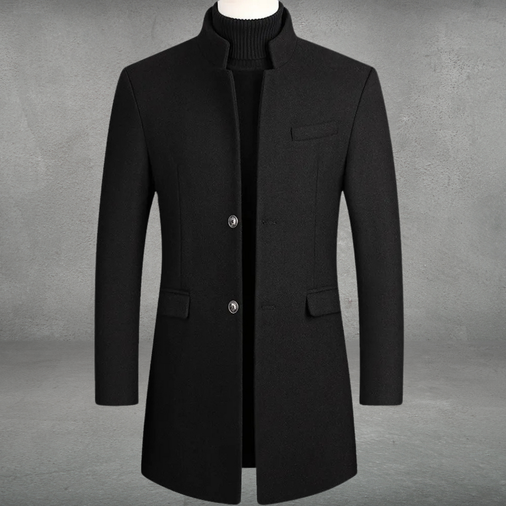 Basil | Men's Stand Collar Wool-Blend Overcoat