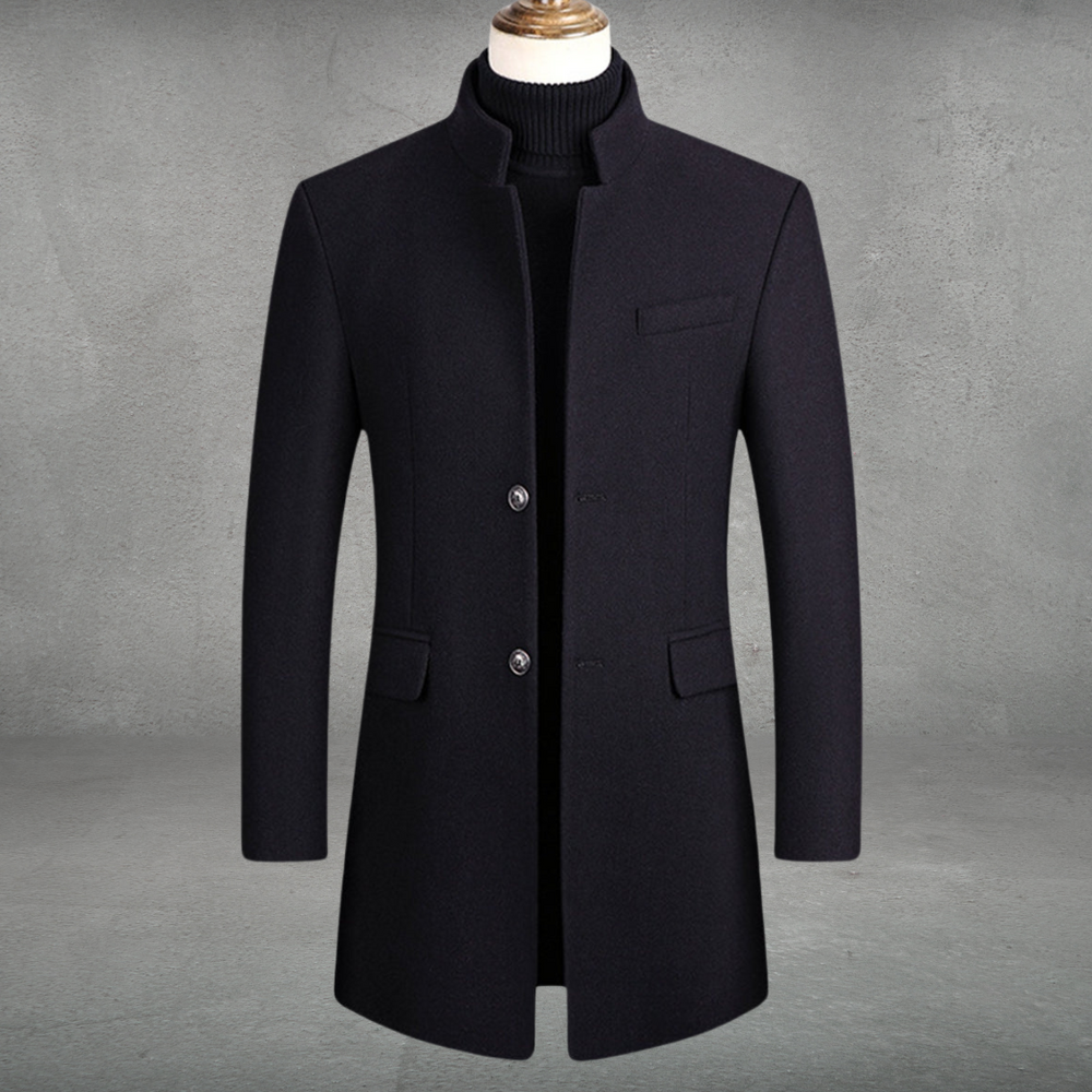 Basil | Men's Stand Collar Wool-Blend Overcoat