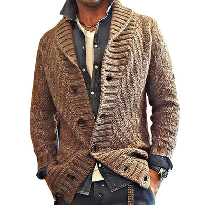 Crispin | Men's Chunky Cable Knit Shawl Cardigan