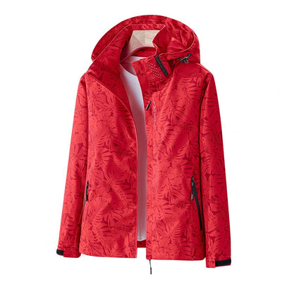 Delia | Women's Leaf Print Windbreaker Rain Jacket