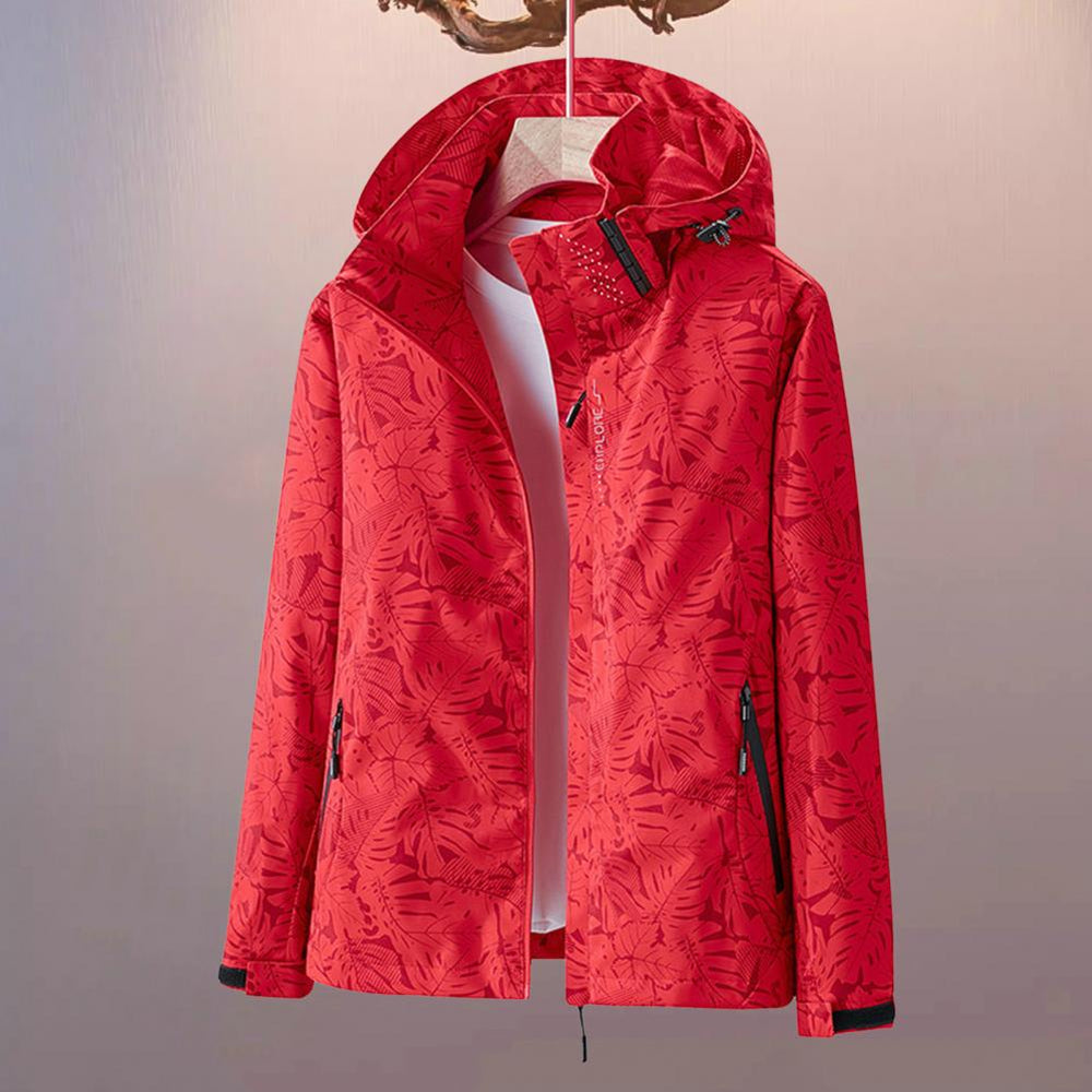 Delia | Women's Leaf Print Windbreaker Rain Jacket