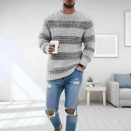 Edmund | Men's Striped Chunky Knit Jumper