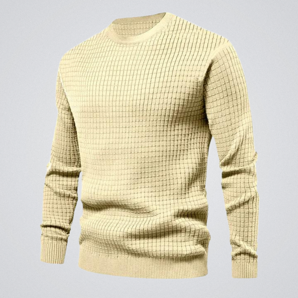 Ezra | Men's Waffle Knit Crew Neck Jumper