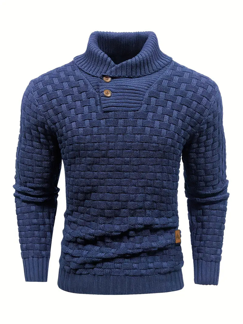 Fabien | Men's Basket Weave Button Collar Jumper