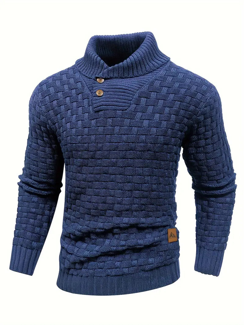 Fabien | Men's Basket Weave Button Collar Jumper