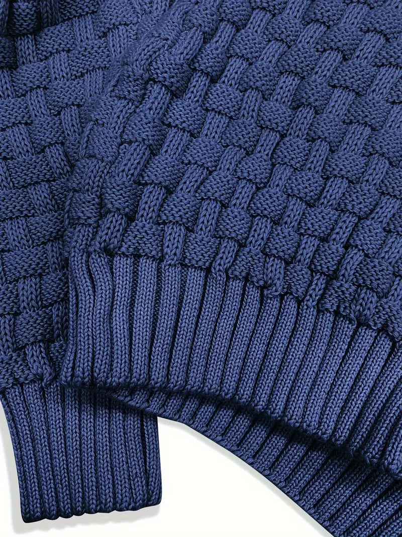 Fabien | Men's Basket Weave Button Collar Jumper