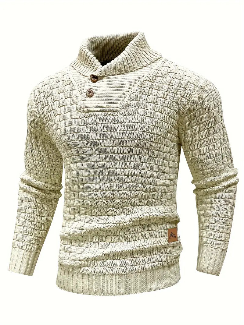 Fabien | Men's Basket Weave Button Collar Jumper