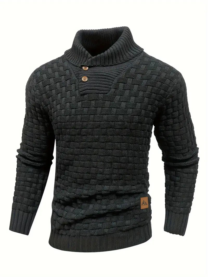 Fabien | Men's Basket Weave Button Collar Jumper