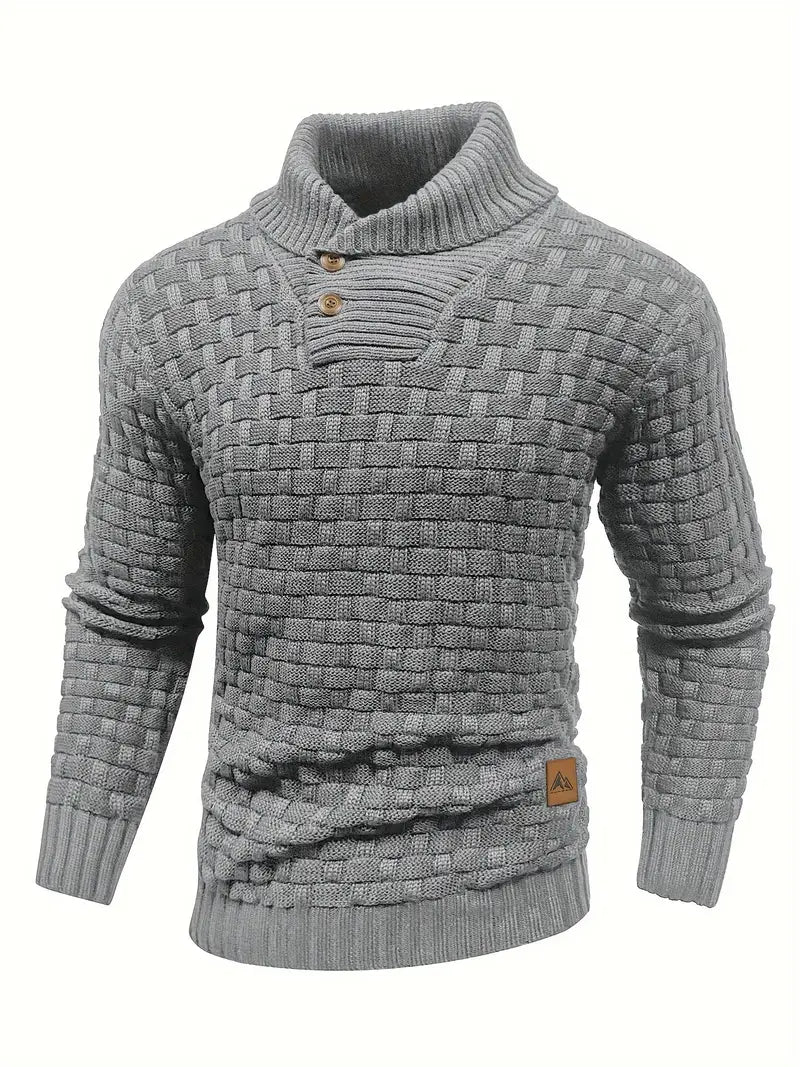Fabien | Men's Basket Weave Button Collar Jumper