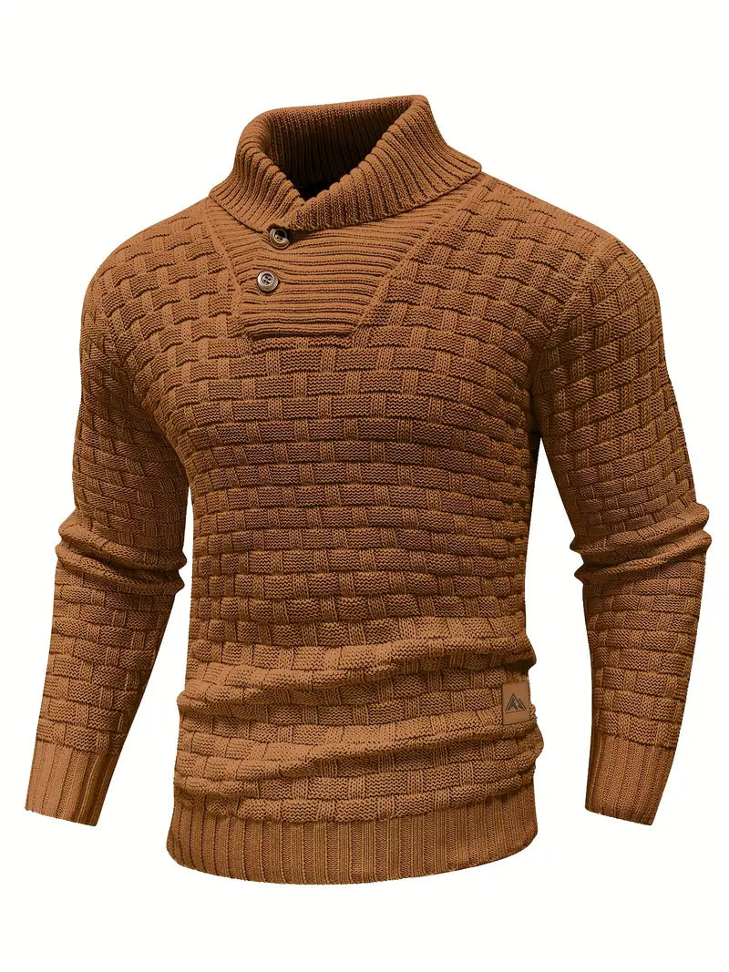 Fabien | Men's Basket Weave Button Collar Jumper