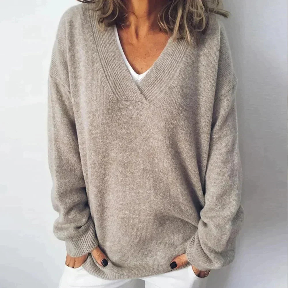 Felicity | Women's Oversized V Neck Knit Jumper