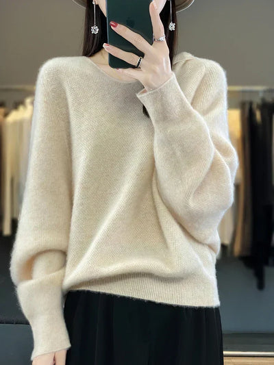 Fleur | Women's Hooded Batwing Soft Knit Jumper