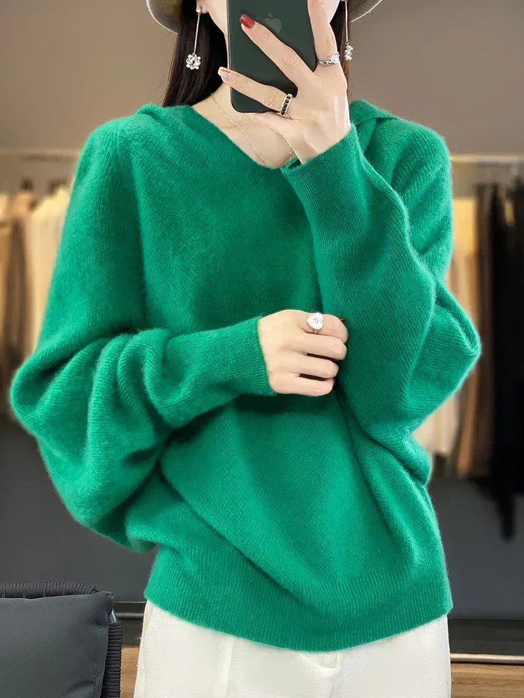Fleur | Women's Hooded Batwing Soft Knit Jumper