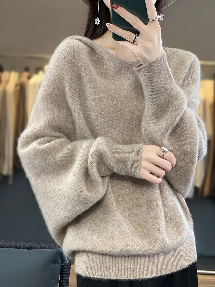 Fleur | Women's Hooded Batwing Soft Knit Jumper