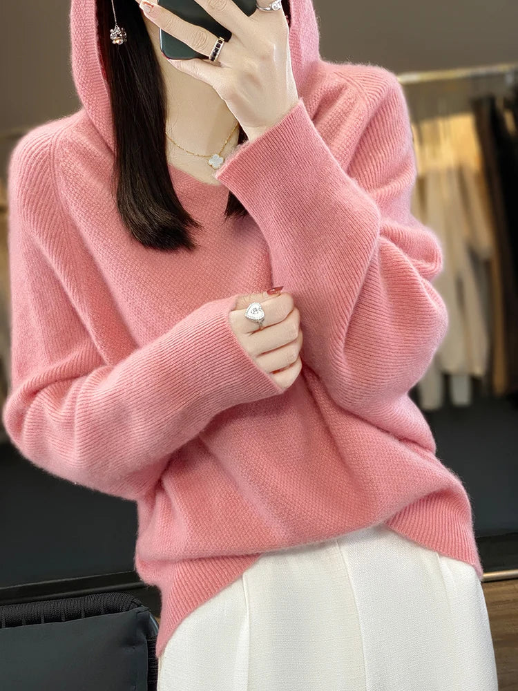 Fleur | Women's Hooded Batwing Soft Knit Jumper
