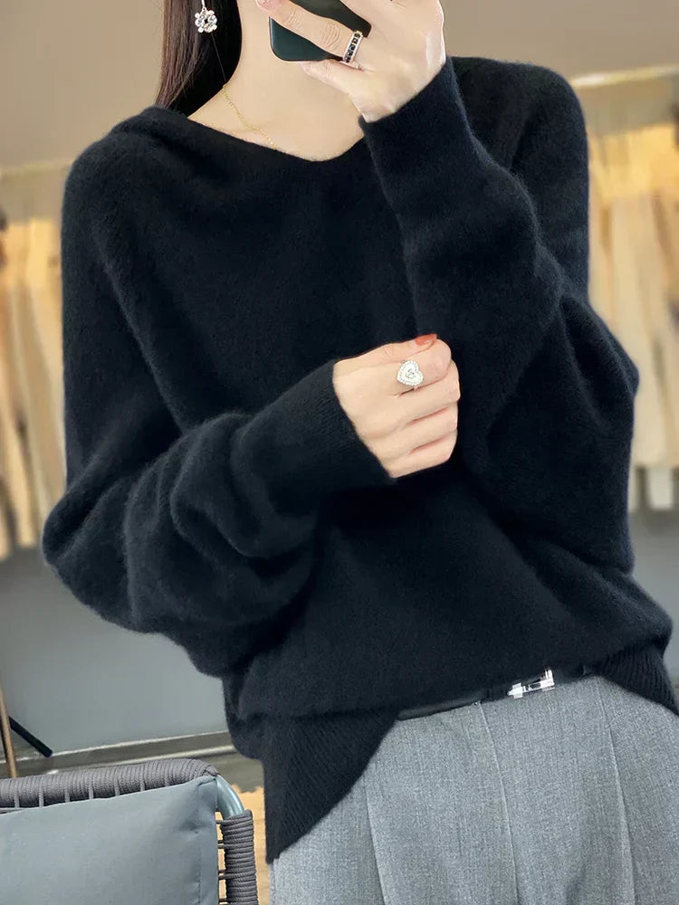 Fleur | Women's Hooded Batwing Soft Knit Jumper