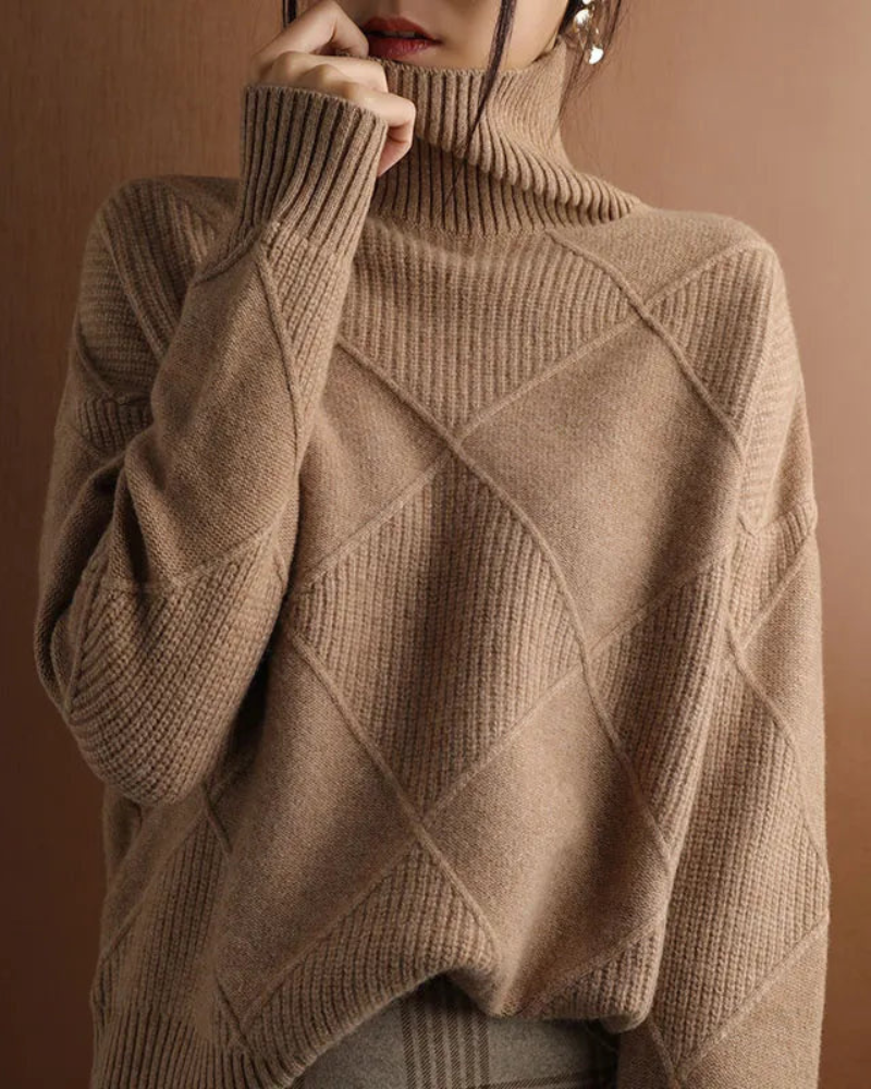 Frances | Women's Ribbed Roll Neck Knit Jumper