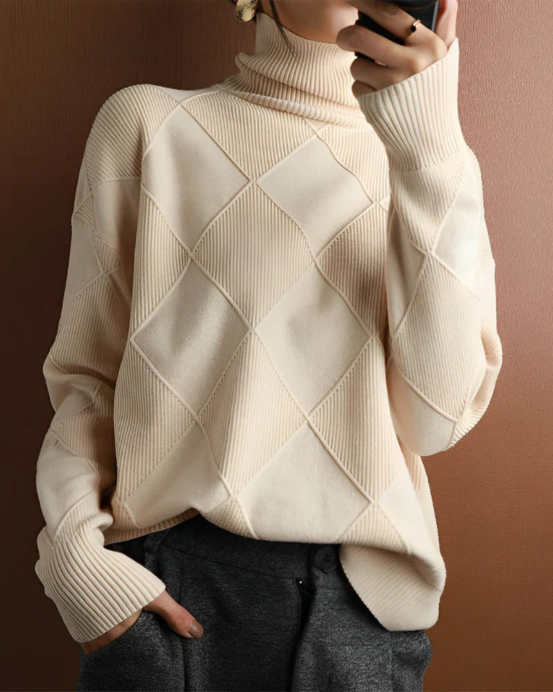 Frances | Women's Ribbed Roll Neck Knit Jumper