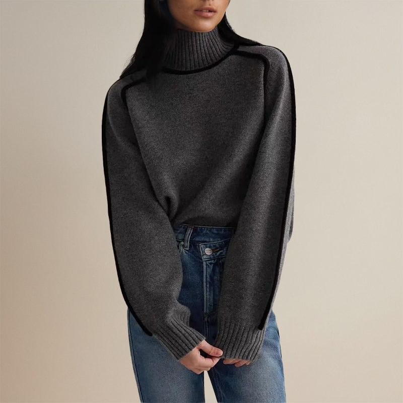 Gwen | Women's Contrast Trim Roll Neck Jumper