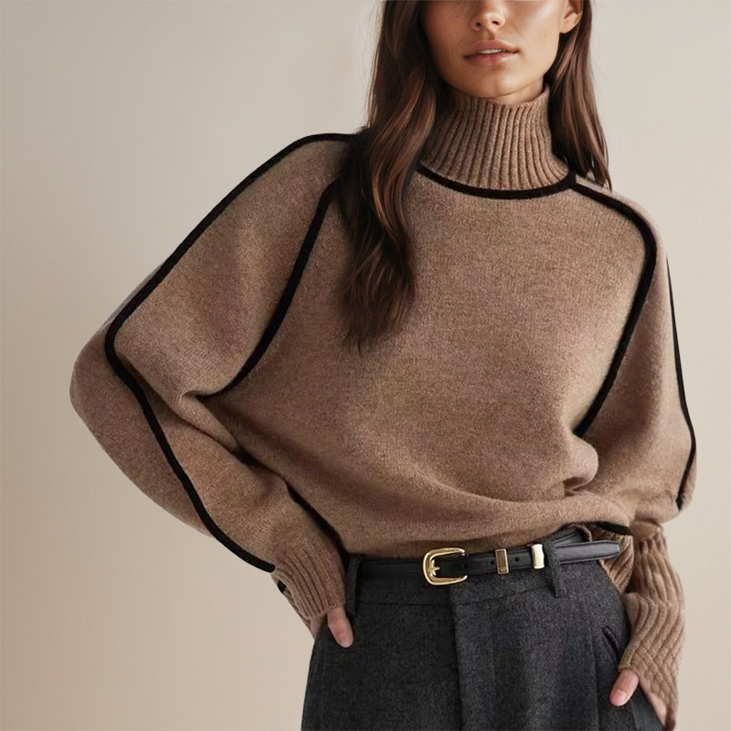 Gwen | Women's Contrast Trim Roll Neck Jumper