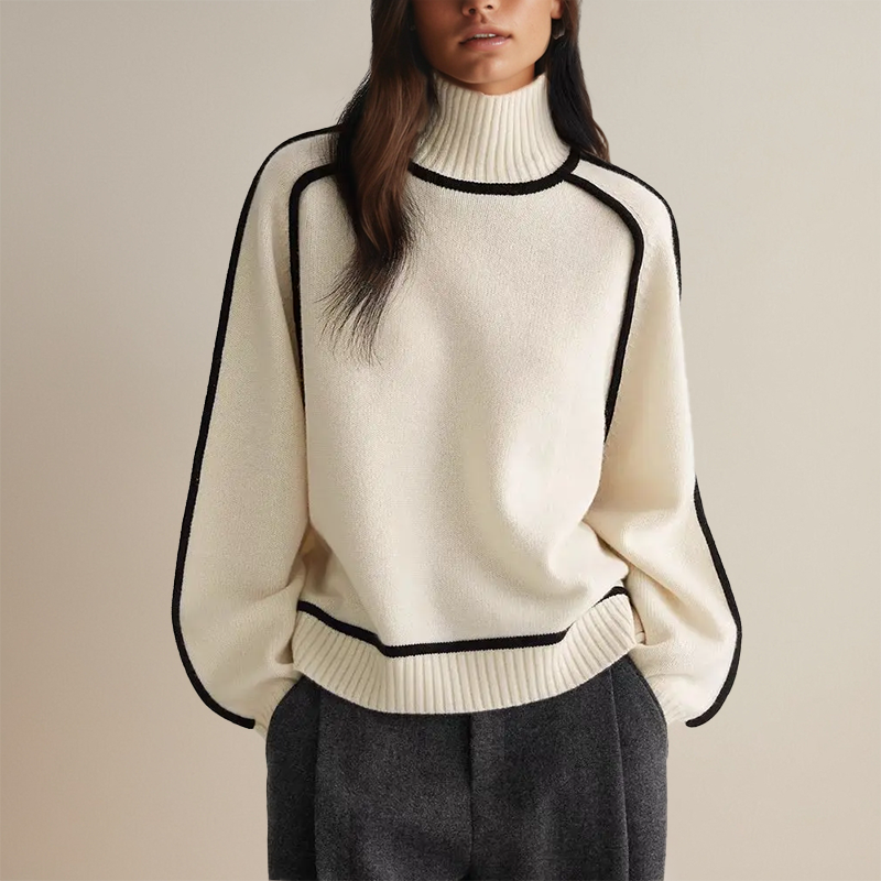 Gwen | Women's Contrast Trim Roll Neck Jumper