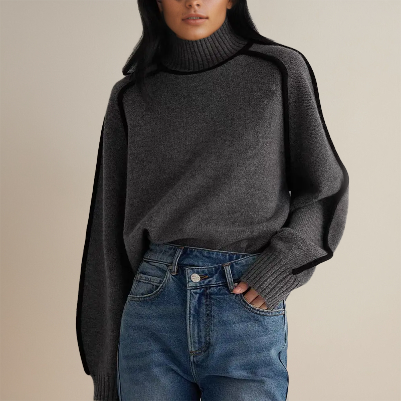 Gwen | Women's Contrast Trim Roll Neck Jumper