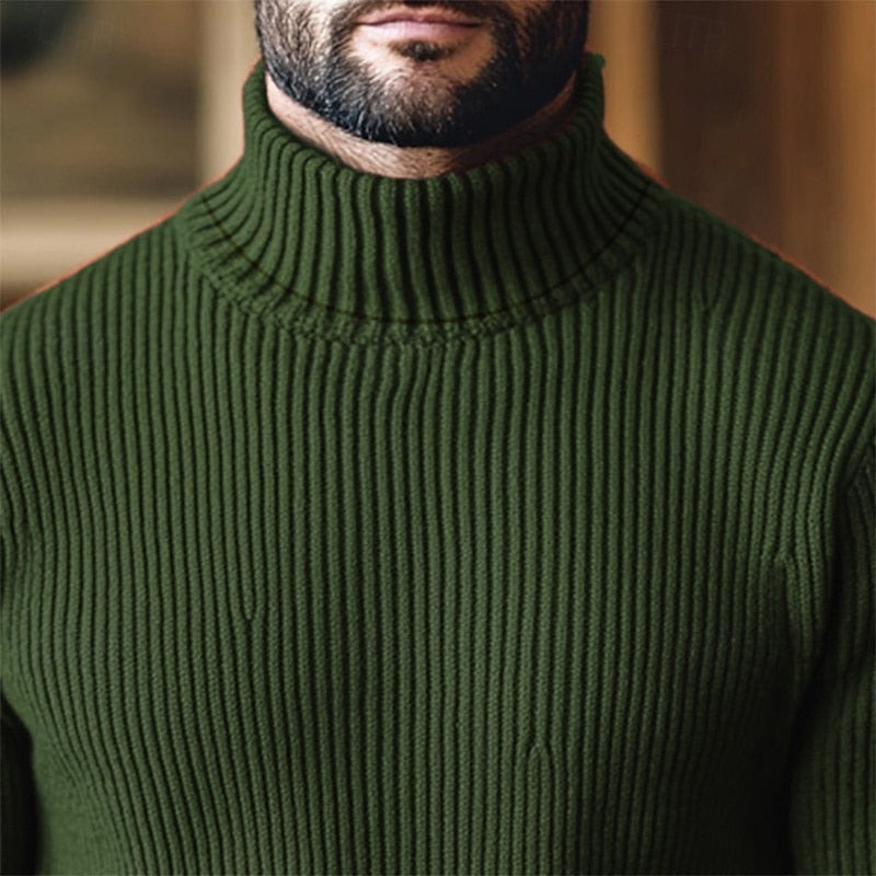 Hadrian | Men's Ribbed Knit Polo Neck Jumper