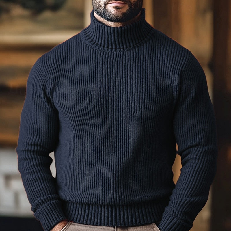 Hadrian | Men's Ribbed Knit Polo Neck Jumper