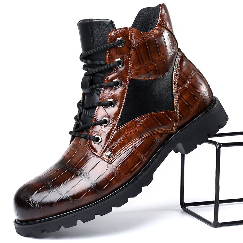 Jules | Men's Croc-Embossed Lace-Up Leather Boots