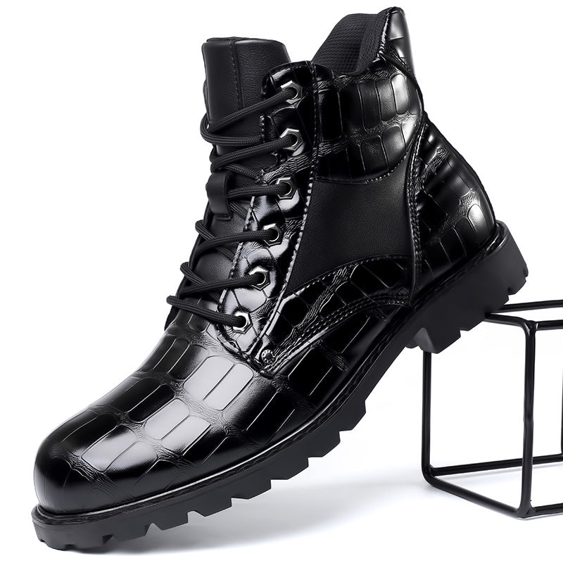 Jules | Men's Croc-Embossed Lace-Up Leather Boots